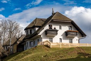 A picturesque house in Šmarje pri Jelšah, Slovenia on a sunny day in spring.